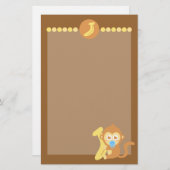 バナナを持つかわいい漫画のベビー猿 便箋 (正面/裏面)