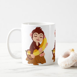 バナナを持つサルのかわいいキャラクター コーヒーマグカップ