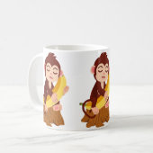 バナナを持つサルのかわいいキャラクター コーヒーマグカップ (正面左)