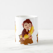 バナナを持つサルのかわいいキャラクター コーヒーマグカップ (中央)