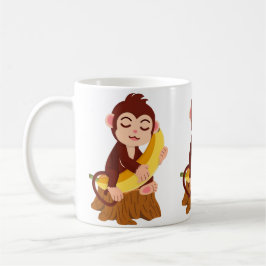 バナナを持つサルのかわいいキャラクター コーヒーマグカップ