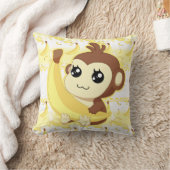 バナナを握っているかわいいかわいい猿 クッション (ブランケット)