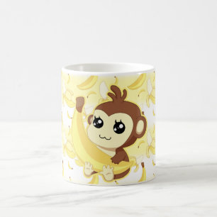 バナナを握っているかわいいかわいい猿 コーヒーマグカップ
