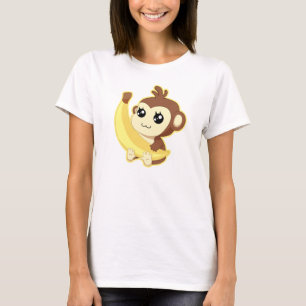 バナナを握っているかわいいかわいい猿 Tシャツ