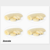 バナナを皮をむいて切る 楕円形シール (シート)