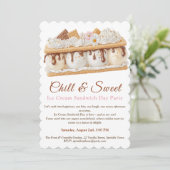 バナナアイスクリームサンドイッチデーの水彩画 招待状 (スタンド正面)