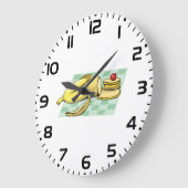 バナナアンドパンケーキ朝食おもしろい食べ物 ラージ壁時計 (傾斜)