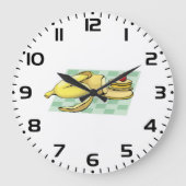 バナナアンドパンケーキ朝食おもしろい食べ物 ラージ壁時計 (正面)