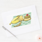 バナナアンドパンケーキ朝食おもしろい食べ物 長方形シール (封筒)