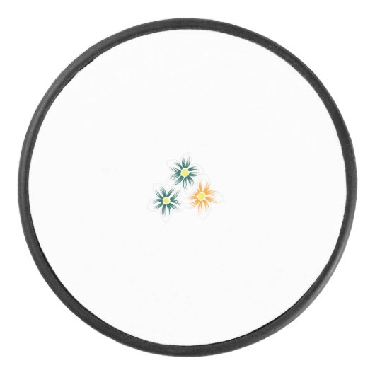 バナナイエロー、ダークブルーグリーン、装飾 アイスホッケーパック (正面)