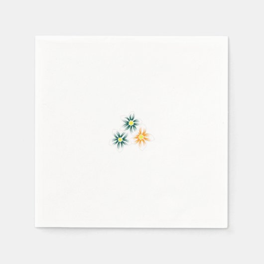 バナナイエロー、ダークブルーグリーン、装飾 スタンダードカクテルナプキン (正面)