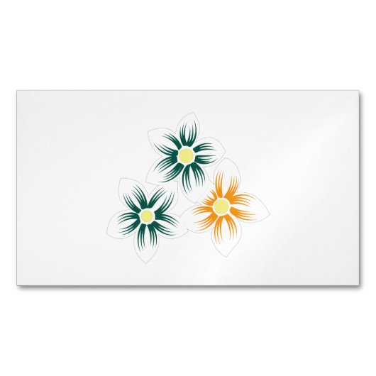 バナナイエロー、ダークブルーグリーン、装飾 マグネット名刺 (正面)