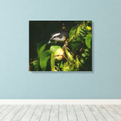 バナナイ食べト鳥の熱帯写真 キャンバスプリント (インサイチュ (ウッドフロア))