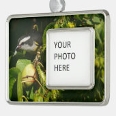 バナナイ食べト鳥の熱帯写真 シルバープレートフレームオーナメント (左)