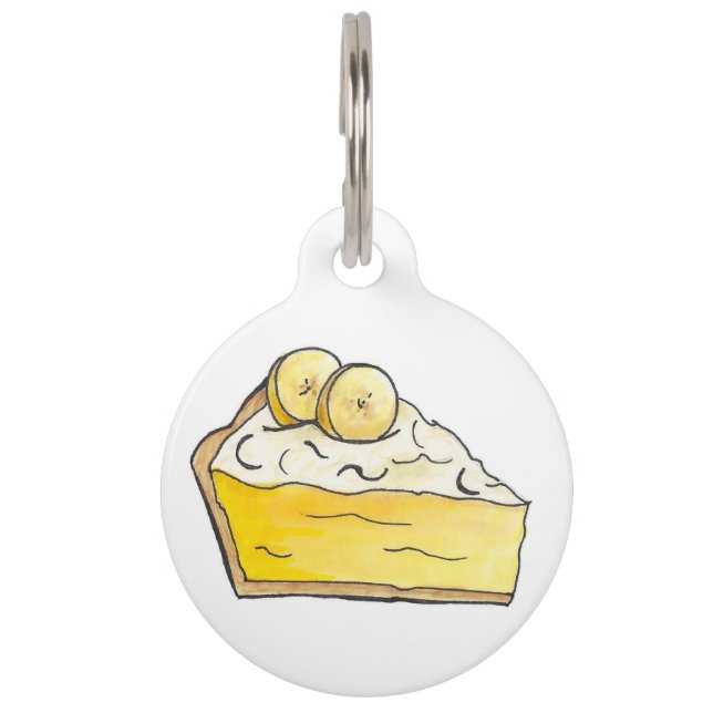 バナナクリームパイスライスベーカリーデザートフードイエロー ペット　ネームタグ (正面)