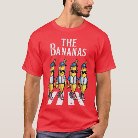 バナナクロッシング 楽しいフルーツのミーム パロディ メンズ Tシャツ (正面)