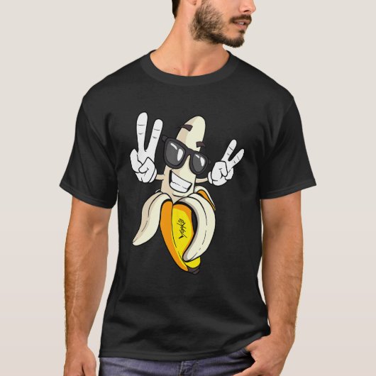 バナナクールが平和のサインを見せる Tシャツ (正面)