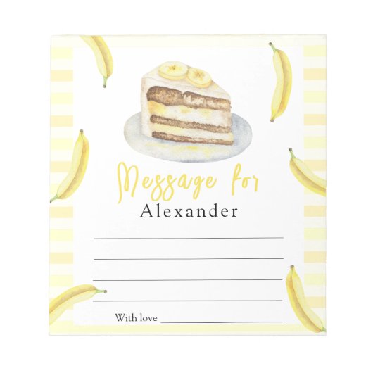 バナナケーキタイムカプセルメッセージ ノートパッド (正面)