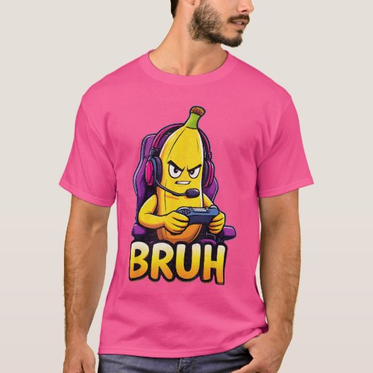 バナナゲーマーの面白いミーム コントローラー ゲーミング ユーモア Tシャツ (正面)