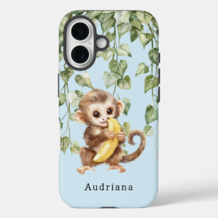 バナナジャングル動物とサル iPhone 16ケース