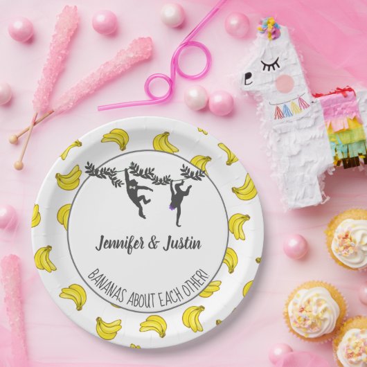 バナナスアバウトユージャックアンドジルウェディングシャワー ペーパープレート (パーティー)