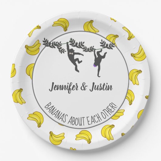 バナナスアバウトユージャックアンドジルウェディングシャワー ペーパープレート (正面)