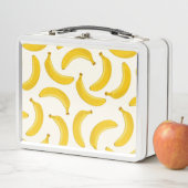 バナナストロピカルフルーツプリントイエロー&ホワイト メタルランチボックス (インサイチュ)