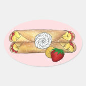 バナナストロベリークレープ食フランスの品料理クレープ 楕円形シール (正面)