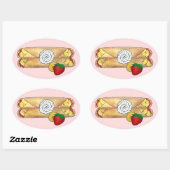 バナナストロベリークレープ食フランスの品料理クレープ 楕円形シール (シート)