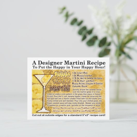 バナナスフォスターマルティーニレシピはがき ポストカード (スタンド正面)