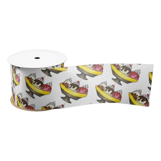 バナナスプリットアイスクリームサンデスリースクープグルメ サテンリボン (リール)