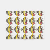 バナナスプリットアイスクリームサンデホットファッジグルメ フリースブランケット (正面(横))