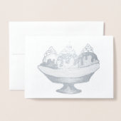 バナナスプリットアイスクリームサンデーソーシャルフードデザート 箔カード (封筒付き正面)