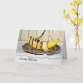 バナナスプリットデザート誕生日カード カード (黄色い花)
