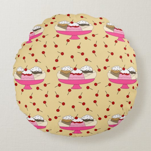 バナナスプリットプリント ラウンドクッション (正面)