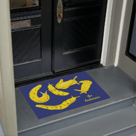 バナナスラググラフィックイエローとブルーパーソナライズされた ドアマット