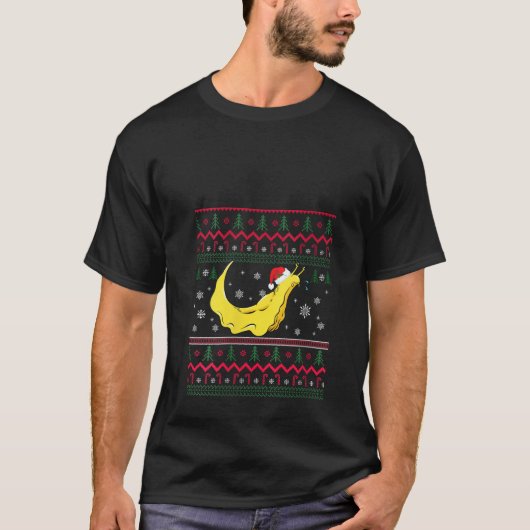 バナナスラグサンタクロース醜いクリスマスパターンホール Tシャツ (正面)