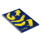 バナナスラグ黄と青パーソナライズされた ノートブック (右側)