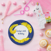 バナナスラグ黄と青パーソナライズされた ペーパープレート (パーティー)