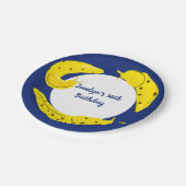 バナナスラグ黄と青パーソナライズされた ペーパープレート (アングル)