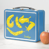 バナナスラグ黄と青パーソナライズされた メタルランチボックス (インサイチュ)