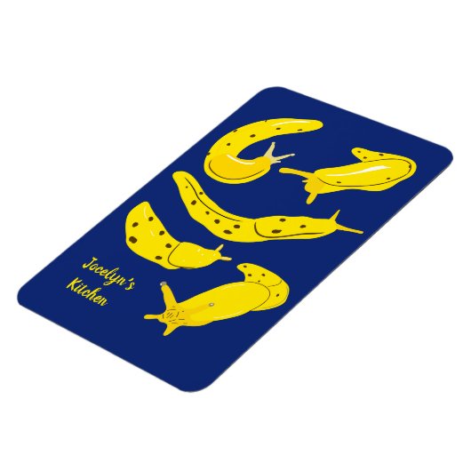 バナナスラグ黄王室の青パーソナライズされた マグネット (左側)