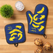 バナナスラグ黄王室の青パーソナライズされた 鍋つかみ&鍋敷きセット (トップダウン)