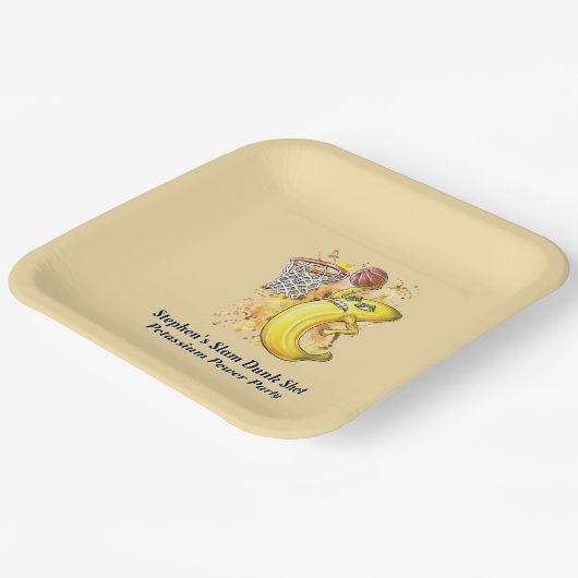 バナナスラムダンクショットエネルギッシュデザイン ペーパープレート (傾斜あり)