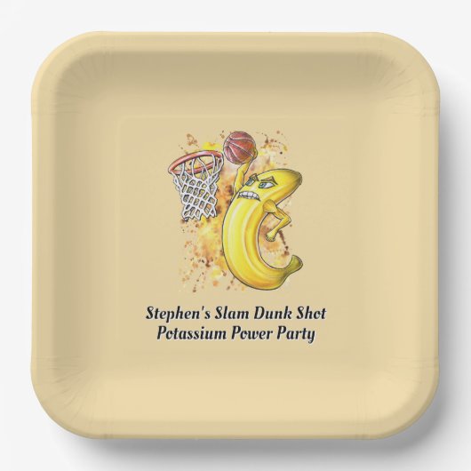 バナナスラムダンクショットエネルギッシュデザイン ペーパープレート (正面)