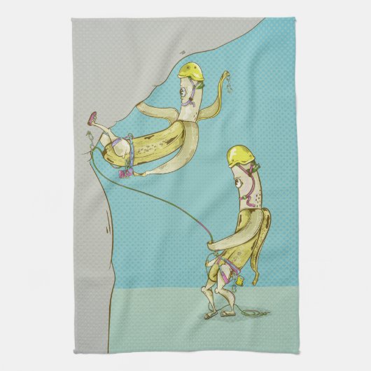 バナナスロック登山おもしろい果実 キッチンタオル (縦)
