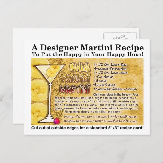 バナナダイキリマルティーニレシピはがき ポストカード (正面/裏面)