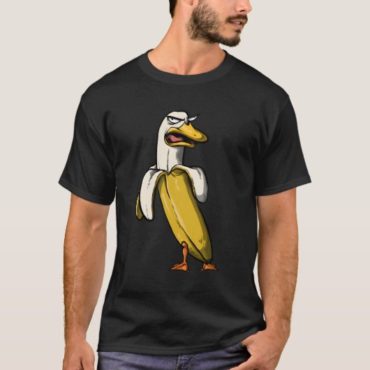 バナナダックおもしろい熱狂する Tシャツ (正面)