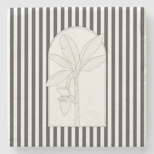 バナナツリーエレガント植物石コースター ストーンコースター (正面)