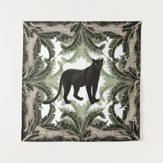 バナナツリーチータ熱帯パターン タペストリー (正面)